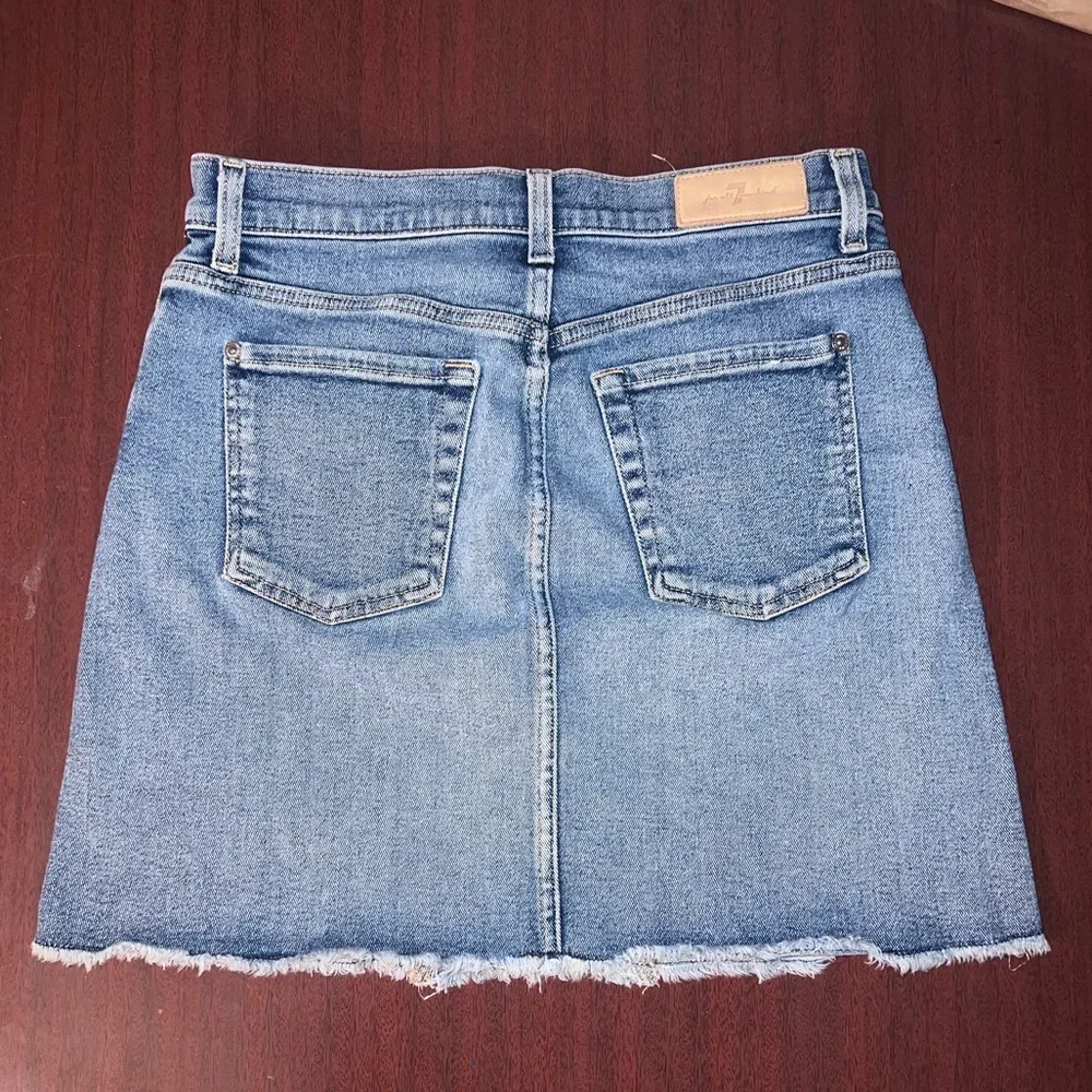 7 For All Mankind Blue Denim Mini Skirt - Picture 4 of 4